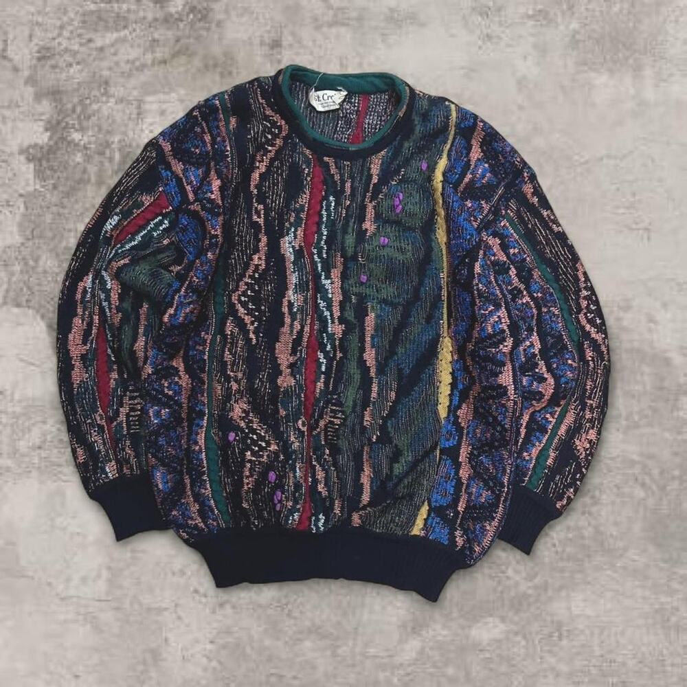 Coogi Original Style St Croix Sweater Chunky Cable Knit Size Small Boxy Wool